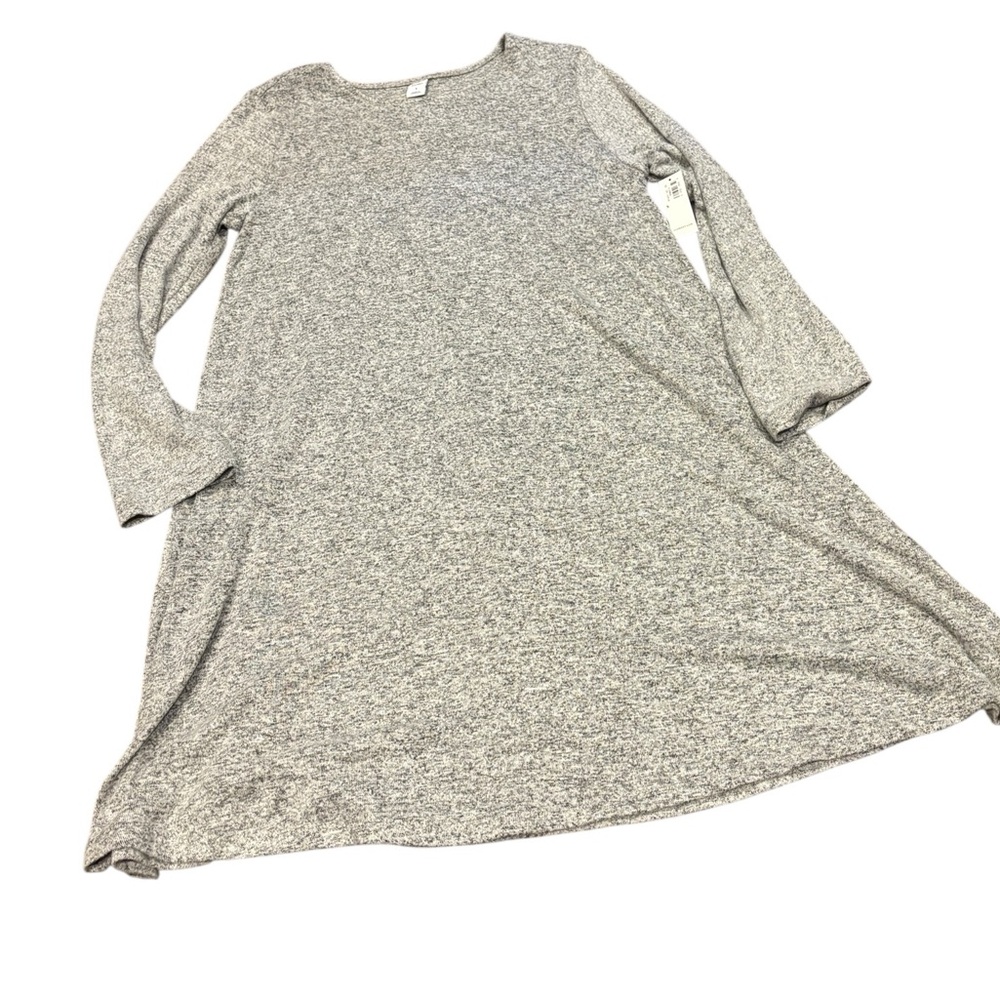 long sleeve knit swing dress, gray size small, cozy soft layering minimalist